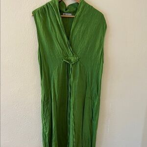 Elegant Linen Green Sleeveless Dress